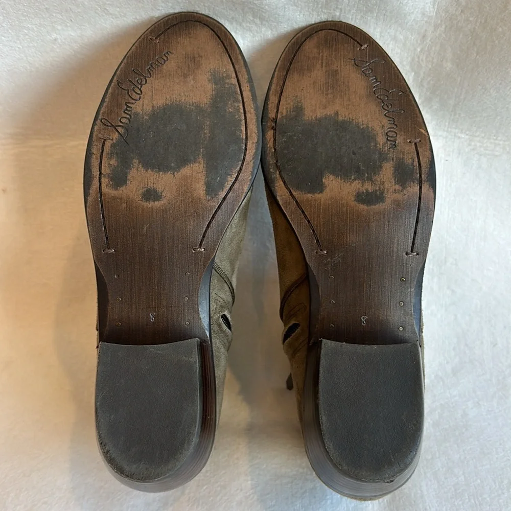 Sam Edelman Leather Suede Ankle Booties in Olive Green/ Gray size 8